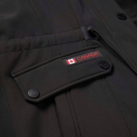 CANADA WEATHER GEAR | Black & Natural Cinched-Waist Hooded Jacket (Size: 1X) - Picture 3 of 13